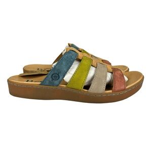 Born Lynae D53616 Leather Multi Color Strap Sandals Womens Size 7